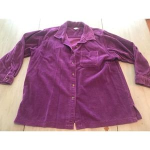 Vtg LL Bean Purple Corduroy Shirt Jacket Shacket Button Up Shirt Womens Sz 1x